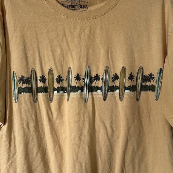 NEWPORT BLUE Men's Yellow Surf Board Graphic T-Shirt Size XL - Picture 4 of 5